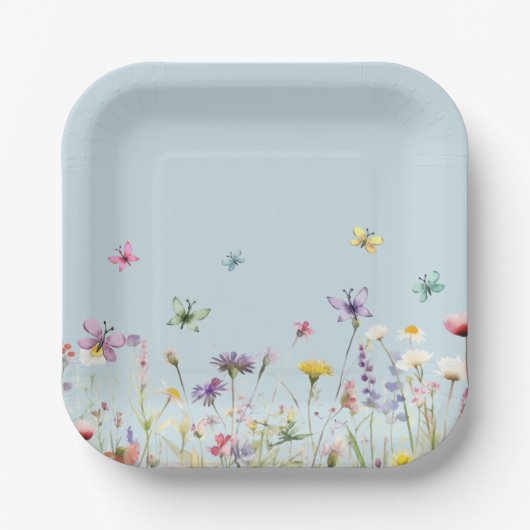 ワイルドフラワーお洒落パーティー ペーパープレート (正面)