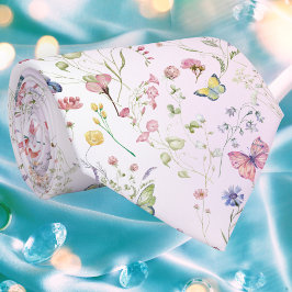 ワイルドフラワーお洒落ピンクのネックタイ ネクタイ