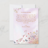 ワイルドフラワーお洒落ピンクフラットサンキューカード サンキューカード (正面)