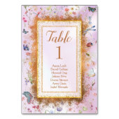 ワイルドフラワーお洒落ピンク結婚のテーブルのトップサイン テーブルナンバー (正面)