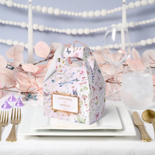 ワイルドフラワーお洒落ピンク結婚式の引き出物ボックス フェイバーボックス (ウェディング)