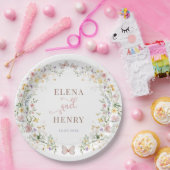 ワイルドフラワーお洒落フェアヤブル庭園の結婚式 ペーパープレート (パーティー)