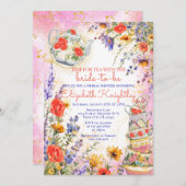 ワイルドフラワーお洒落フローラティーブライダルシャワー 招待状 (正面/裏面)