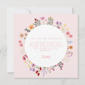ワイルドフラワーお洒落フローラピンクの花嫁メイド 招待状 (裏面)