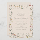 ワイルドフラワーお洒落フローラボホベイビーシャワー 招待状 (正面/裏面)
