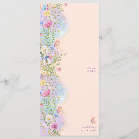 ワイルドフラワーお洒落フローラ庭園の結婚式シャワー メニュー (裏面)