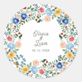 ワイルドフラワーお洒落フローラ庭園の結婚式 ラウンドシール
