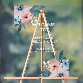 ワイルドフラワーお洒落ブライダルシャワーへようこそ アクリルサイン