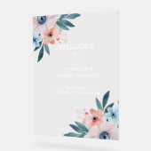 ワイルドフラワーお洒落ブライダルシャワーへようこそ アクリルサイン (傾斜)