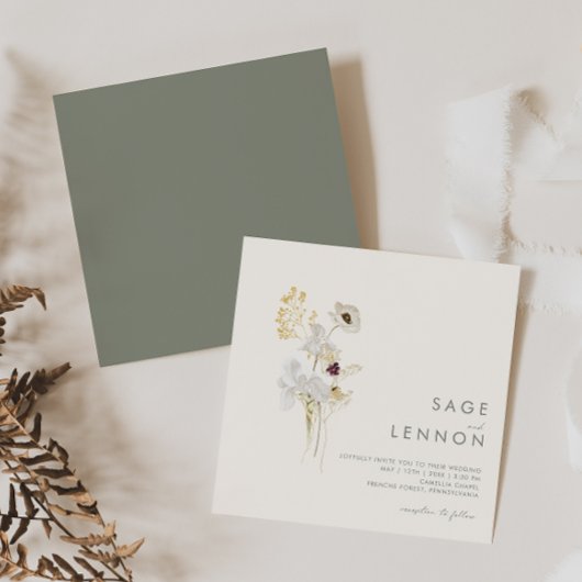ワイルドフラワーお洒落ブーケ |アイボリー広場 招待状