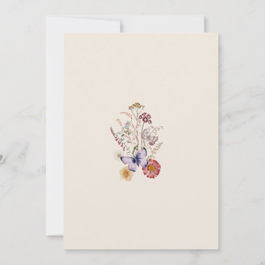ワイルドフラワーお洒落ベビーイン開花招待状 招待状 (裏面)