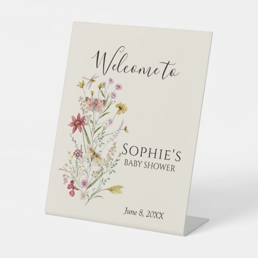 ワイルドフラワーお洒落ベビーイン開花歓迎 台座サイン (正面)