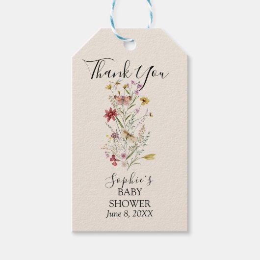 ワイルドフラワーお洒落ベビーイン開花 ギフトタグ (正面)