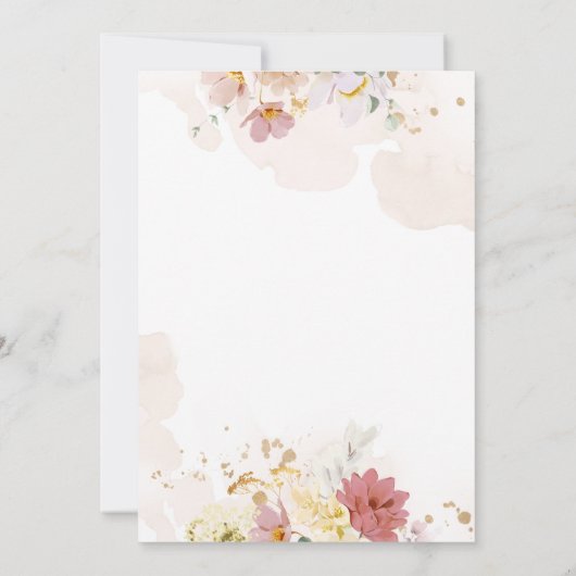 ワイルドフラワーお洒落ボエレガントホ赤ちゃんシャワー 招待状 (裏面)