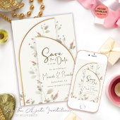 ワイルドフラワーお洒落ボホの結婚式の日付を保存 招待状