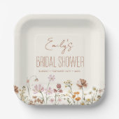 ワイルドフラワーお洒落ボホブライダルシャワーイン開花 ペーパープレート (正面)