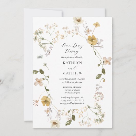 ワイルドフラワーお洒落ボホモダンある日遠くに 招待状 (正面)