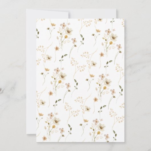 ワイルドフラワーお洒落ボホモダンある日遠くに 招待状 (裏面)