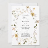 ワイルドフラワーお洒落ボホモダンカップルのシャワー 招待状 (正面)