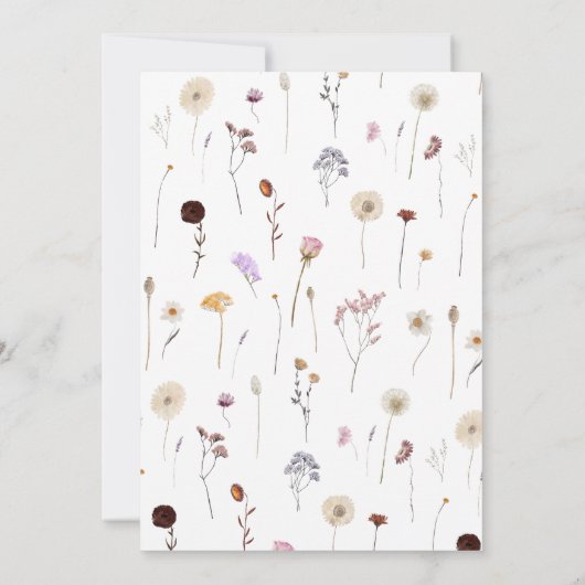 ワイルドフラワーお洒落ボホ結婚のブライダルシャワー 招待状 (裏面)