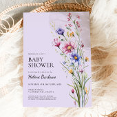 ワイルドフラワーお洒落ボ素朴ホ赤ちゃんシャワー 招待状