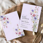 ワイルドフラワーお洒落ボ素朴ホ赤ちゃんシャワー 招待状