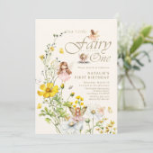 ワイルドフラワーお洒落マジカルフェアリー最初の誕生日 招待状 (スタンド正面)