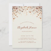 ワイルドフラワーお洒落ヴィンテージテラコッタスウィート16 招待状 (正面)