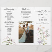 ワイルドフラワーお洒落三折結婚式 プログラム チラシ (正面)