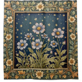 ワイルドフラワーお洒落夕べほこりっぽい紫フローラ シャワーカーテン (正面)