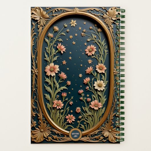 ワイルドフラワーお洒落夕べアールヌーボーモノグラム ノートブック (裏面)
