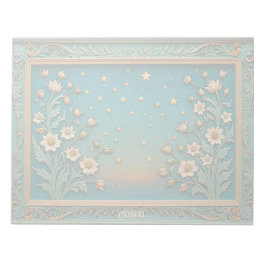 ワイルドフラワーお洒落夕べティール（緑がかった色）プリズムモノグラム ノートパッド