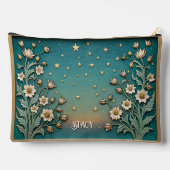 ワイルドフラワーお洒落夕べティール(緑がかった色)プリズム大 アクセサリーポーチ (裏面)