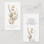 ワイルドフラワーお洒落手書きスクリプト 名刺 (正面/裏面)