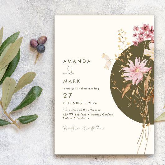ワイルドフラワーお洒落春サマー秋 招待状