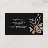 ワイルドフラワーお洒落開花フローラボタニカルブラック 名刺 (裏面)