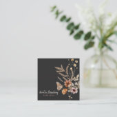 ワイルドフラワーお洒落開花 |黒のフローラ スクエア名刺 (スタンド正面)
