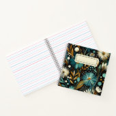 ワイルドフラワーお洒落-ティール（緑がかった色）開花、ゴールデンアクセント ノートブック (内部)