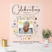 ワイルドフラワーお祝いの写真追悼碑 アクリルサイン (ウェディング)