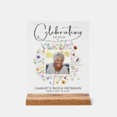 ワイルドフラワーお祝いの写真追悼碑 アクリルサイン (正面)