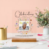 ワイルドフラワーお祝いの写真追悼碑 アクリルサイン (ウェディング)