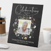 ワイルドフラワーお祝いの写真追悼碑 台座サイン (インサイチュ)