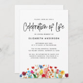 ワイルドフラワーお祝いオブライフ招待状 招待状 (正面/裏面)
