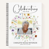 ワイルドフラワーお祝いオブライフ葬儀ゲストブック ノートブック (正面)