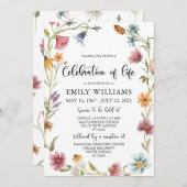 ワイルドフラワーお祝いライフ招待状葬儀 招待状 (正面/裏面)