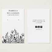 ワイルドフラワーかわいらしのスケッチイヤリングディスプレイカード (正面&裏面)