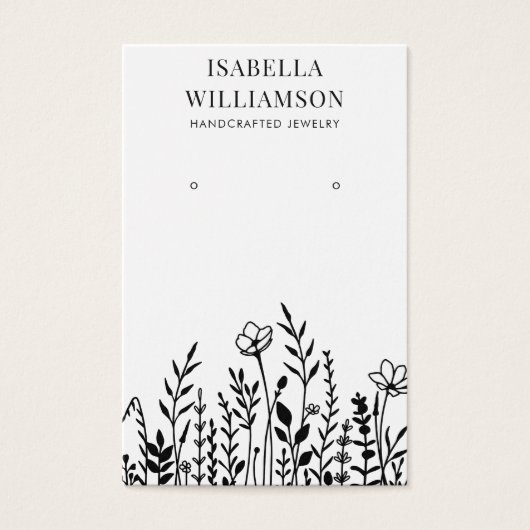 ワイルドフラワーかわいらしのスケッチイヤリングディスプレイカード (正面)
