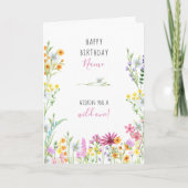 ワイルドフラワーかわいらしの水の色ワイルドワン誕生日 カード (正面)