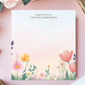 ワイルドフラワーかわいらしの水彩草原パーソナライズされた ノートパッド