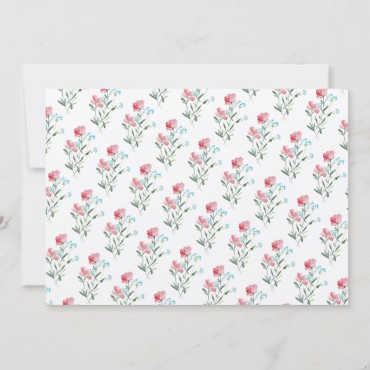 ワイルドフラワーかわいらしの美しいフローラブライダルシャワー 招待状 (裏面)